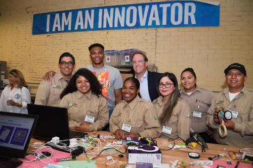 Chad Brownstein and Russell Westbrook LA Conservation Corps partnership